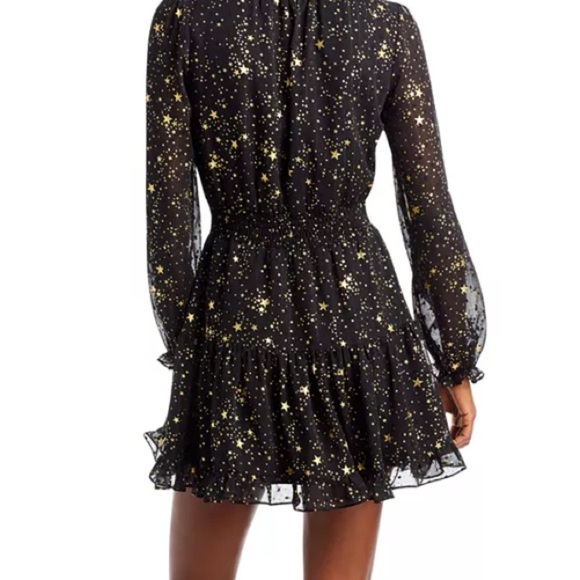 AQUA metallic golden stars and black 2 piece set - blouse S and smock skirt M. - Picture 8 of 15